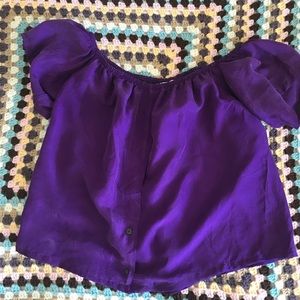 Urban Outfitters off the shoulder Silk Purple Top